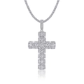 Iced out S925 silver cross pendant with sparkling moissanite on a tennis chain - Classic Hip Hop Cross