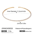 Waterproof gold stainless steel rhinestone necklace choker with size specifications - Rhinestone Inlaid Choker(JDNW2408026) / Gold
