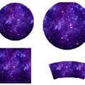 Starry galaxy themed purple PE tablecloth for children's space party table decorations - Purple Paper Cup