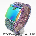 Rainbow plated stainless steel square fish scale link bracelet for men 220x30mm - 30mm Width (KB182948-KFC)