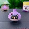 Cute resin cat figurine in purple onion outfit for car dashboard or desk decoration - Vegetable Cat Series - Garlic Cat