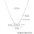 Infinity silver stainless steel necklace with sparkling cubic zirconia on 41cm chain - 41+5cm / Steel Color (P1296)