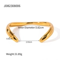 Brazalete abierto irregular de acero inoxidable chapado en oro de 18k con diseño ondulado - Dorado