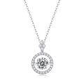 Halskette aus 925er Silber mit 1 Karat Moissanit-Anhänger und funkelndem Diamant-Halo - Tanzender runder Halo-Anhänger - 1ct (P13318)