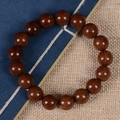 Phoebe zhennan wood bracelet with 15 dark brown beads and natural circular wood grain - Premium Single Loop / 10mm 19 Beads