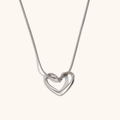Polished silver heart pendant on a delicate snake chain minimalist necklace - Silver Thin Snake Chain Heart Necklace