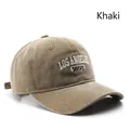 Khaki vintage baseball cap with Los Angeles 1850 embroidery and washed cotton texture - Khaki