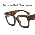 Square oversized blue light blocking glasses featuring a classic leopard print frame with clear lenses - Leopard / Clear Lens