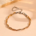 Detail of a three-tone braided stainless steel snake chain bracelet with lobster clasp - I811-3 Round 3-stroke Tricolor Bracelet