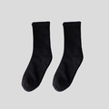 Classic black mid-calf cotton sports socks with a premium ribbed knit texture design - Single Elastic Long Socks / Black