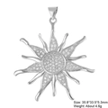Solar sun pendant with copper zircon in silver finish featuring detailed gemstone inlay - Copper Pendant 19 (Silver Sun Starburst)