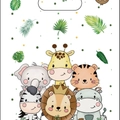 Jungle safari animal party supplies with cute lion, giraffe and elephant illustrations - Goodie Bags 10pcs