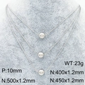 Collana a tre strati in acciaio al titanio argento con set di pendenti a sfera tonda - Perla Rotonda Acciaio (KN289081-Z) / Set a 3 strati