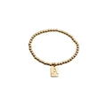 Bracciale a sfere placcato oro minimalista con ciondolo quadrato a lettera A dorato - Lettera A