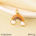 Rainbow and white cloud charm in 18K gold finish with colorful enamel details - 5-Color Rainbow Cloud (KLJ11054-ZLA)