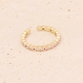 Macro shot of gold C-ring featuring pink evil eye enamel and sparkling zircons - Adjustable Open / Pink Black Evil Eye Style (7#)