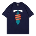 Navy blue Father's Day cotton T-shirt with necktie print and happy father's day text - XS / Style 318 / Navy Blue