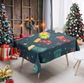 Deep blue Christmas tablecloth with holiday stocking and gift box patterns in a festive setting - Cdr354-4 / 40*60cm Brushed Fabric