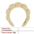 Detail of beige sponge cloud headband featuring soft terry cloth and padded wave design - 8-towel-fabric Milk Coffee-colored Headband