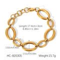 Vista dettagliata del bracciale a maglie ovali in acciaio inossidabile dorato 18K - Stile a Maglia Ovale Sottile (HC-B20305)