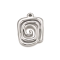 Silver square spiral pendant with hollow 3D vortex design and polished finish - Silver