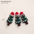Handmade green wool felt Christmas tree ornaments with colorful balls, set of 3 pieces - No.18 Pack of 3-Christmas Tree with Hat