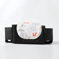 Black stroller organizer with Merry Christmas forest animal pattern and side straps - Little Fox