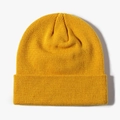 Minimalist ginger yellow ribbed knit beanie with a stylish wide cuff for winter warmth - One Size / Inner Ginger