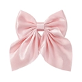 Elegant pink satin bow hair clip for girls with glossy finish on a white background - Pink (11)