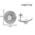 Orecchini tondi in acciaio argentato con perle, misura 2,37cm x 2,24cm, peso di 14,3g - Argento Spirale Tondo Perla