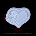 Stampo in silicone a cuore e zampa di gatto per vassoio gioielli DIY, 12,8x10,8 cm - Stampo per Vassoio di Immagazzinaggio con Zampa a Cuore-SN#15