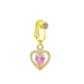 Clip de nombril ou d'oreille en forme de cœur doré avec zircon rose sans perçage - Style Coeur Rose Doré (FBR3102842)