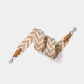 Brown and white chevron woven wide shoulder strap with silver metal hooks for handbags - 5cm x 70cm / Brown Strap Silver Buckle