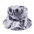Close-up of high-density cotton canvas bucket hat with dark palm leaf print - One Size (56-60cm Adjustable) / White Maple Leaf Print