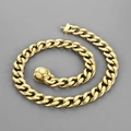 Collana a catena cubana dorata con finitura lucida e chiusura a cerchio classica - Chiusura Lucida (Bracciale) / 21cm / Oro