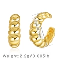 Detail view of 1.5cm croissant hoop earrings in gold finish with precise measurements - Wavy Texture Ear Cuff (KE0032)