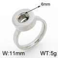 Base de bague en acier inoxydable argenté, diamètre intérieur 6mm et largeur 11mm - US 6 / Couleur Acier (KLJ3889-Z)