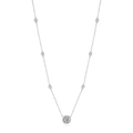 Elegant S925 sterling silver halo necklace with sparkling round diamond pendant - 925 Silver / Silver