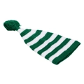 Green and white striped knit Christmas elf hat with a decorative green pompom on top - Green White Striped Style With Green Ball (D)