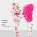 Pink cartoon detangling hairbrush with transparent handle and cute rabbit decoration - Small Candy Rabbit T4
