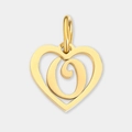 Pendentif cœur en acier inoxydable doré avec une lettre O évidée pour collier DIY - Lettre O