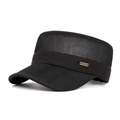 Atmungsaktive schwarze Herren Mesh-Flachmütze für Golf mit seitlichem Metalllogo und Stoff - Verstellbar / Schwarz