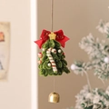 Addobbo natalizio fatto a mano con scovolini, fiocco rosso e campanello dorato - Ciondolo Albero di Natale Stile B / Spedizione prodotto finito