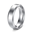 6MM polished silver stainless steel ring for men with elegant beveled edge design - US 6 / 6mm / Silver