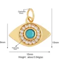 Golden Evil Eye charm pendant with turquoise bead and white cubic zirconia accents - Gold Turquoise Eye