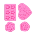 Lot de 4 moules en silicone rose fleurs de frangipanier pour fondant et bricolage - Collection Mixte Rose / Rose