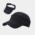 Black 2-in-1 quick-dry sports cap with zipper to convert into a visor hat - Adjustable / Navy Blue
