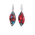 Bohemian multicolored emperor stone teardrop earrings with silver hooks for women - Red Blue Leaf