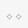 Minimalistische S925 Sterling Silber Rhombus-Ohrstecker mit Zirkonia im Baguetteschliff - Geometrischer Rhombus (YGE2882)
