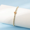 Bracelet minimaliste plaqué or 18 carats avec gemme rose et cristaux AB étincelants - Novembre/Jaune Citrine